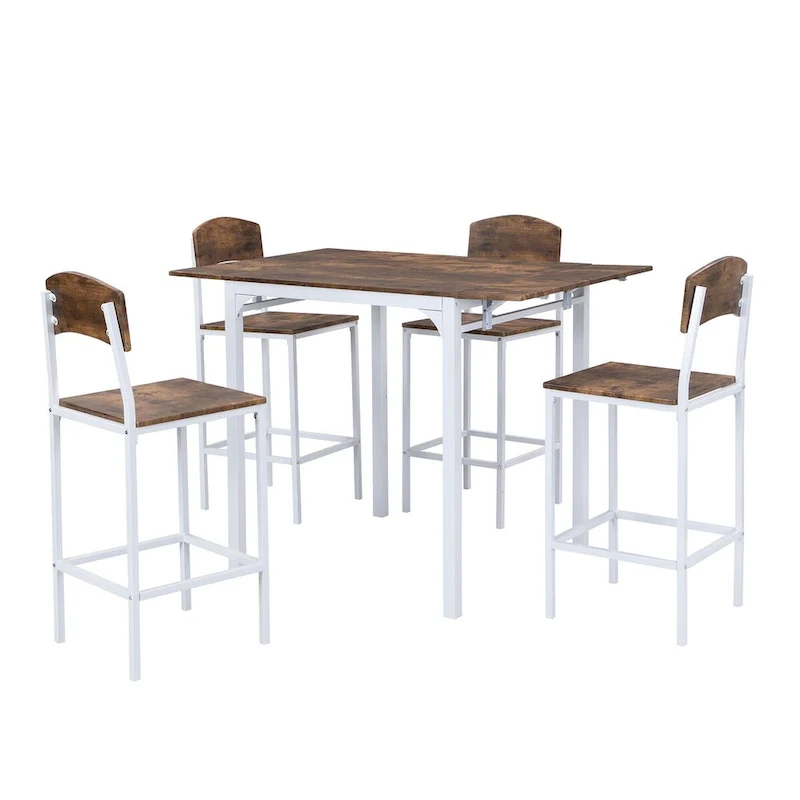 5-piece Counter Height Drop Leaf Dining Table Set