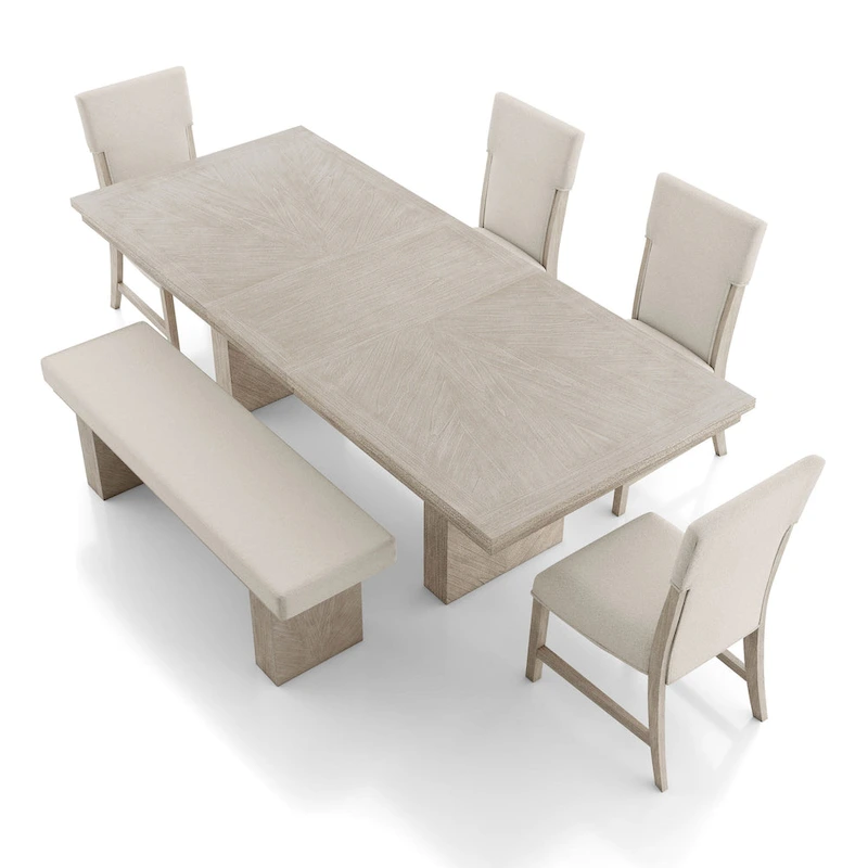 Furniture of America Yetaria Modern Farmhouse 6-Piece Natural Wood Dining Table Set