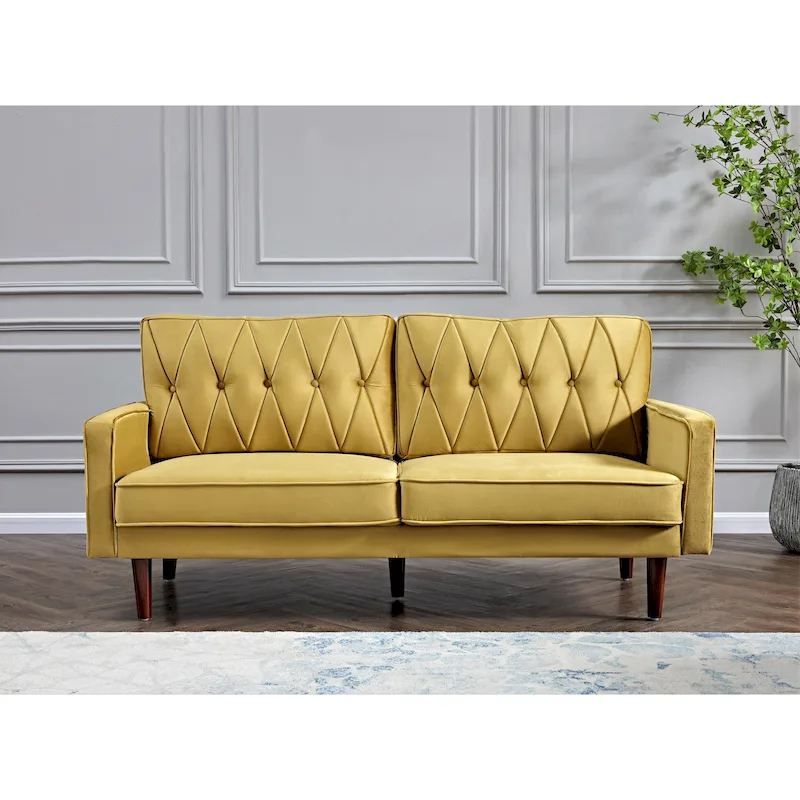 Feemster 69.3 Wide Velvet Tufted Cushion Back Sofa