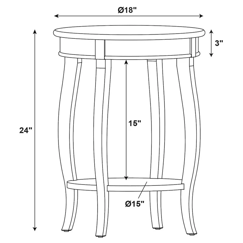 White Round Side Table with Lower Shelf & Cabriole Legs, 1-Person