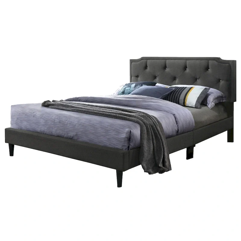Deb Transitional Tufted Upholstered Panel Bed