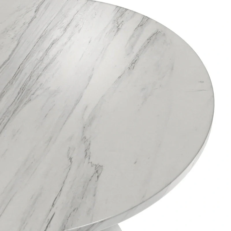 Verve Dining Table with a 36  Round Tabletop in White Steel Pedestal