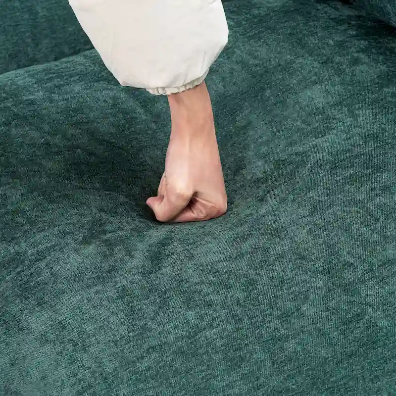 93.31 Faux Linen Modular Sectional Sofa with Ottoman, Wood Frame