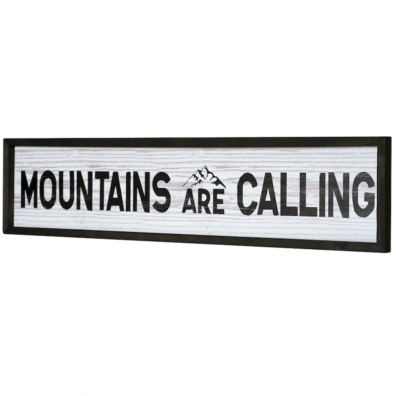 American Art Decor Mountains Are Calling Wood Novelty Wall Sign - 36  x 8  - 36  x 8