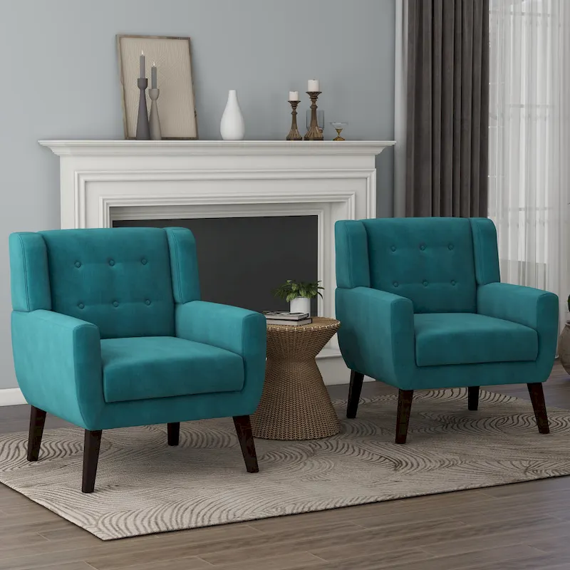 Velvet Upholstered Armchair Tufted Accent Chairs Set of 2