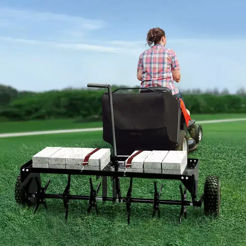 VEVOR Tow Behind Plug Aerator, 40-Inch Tow Behind Lawn Plug Aerator with Universal Hitch, Pull Behind Aerator, Black