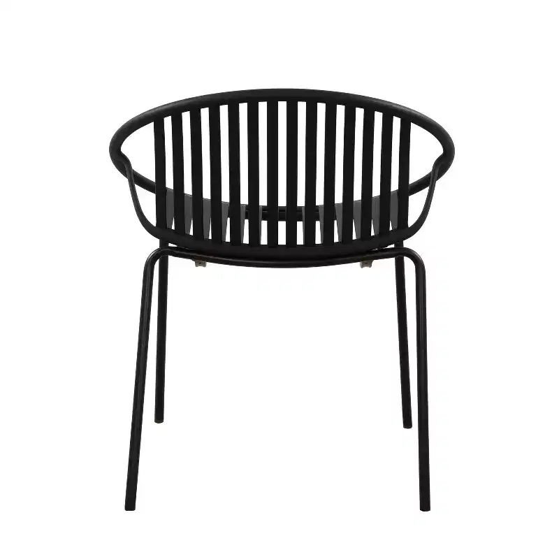 Patio Dining Chairs Stackable Chairs with Breathable Design Modern Simple Art Style (Set of 2),Metal Legs+Plastic backrest,Black