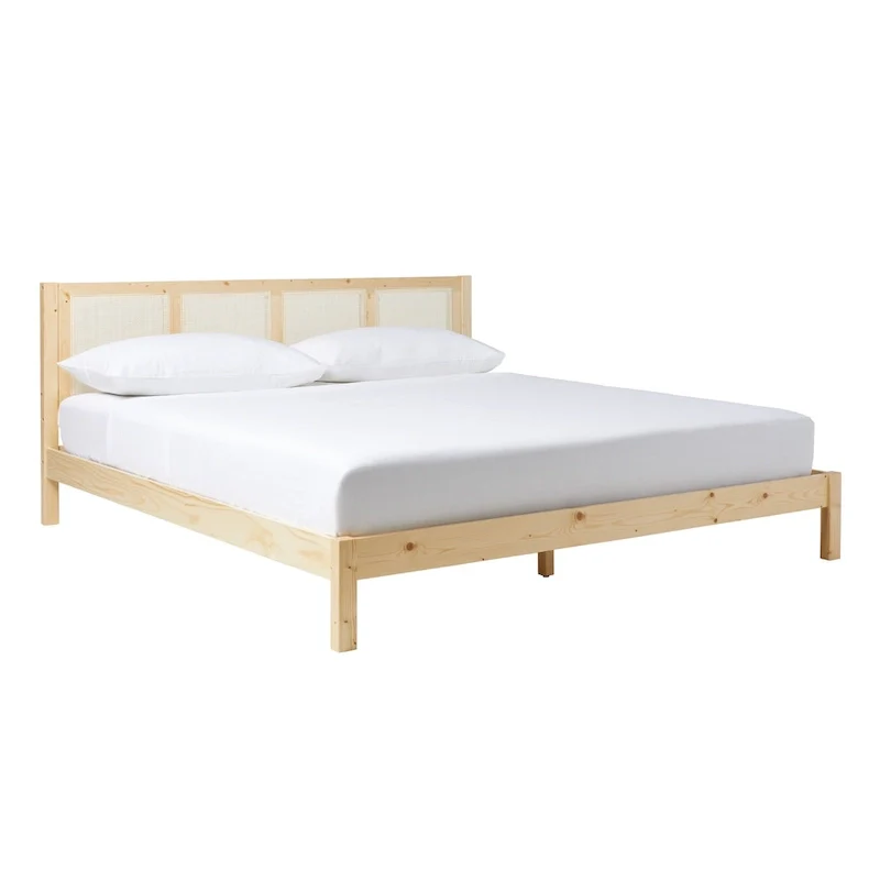 Middlebrook Designs Boho Solid Wood Rattan Headboard King Bedframe