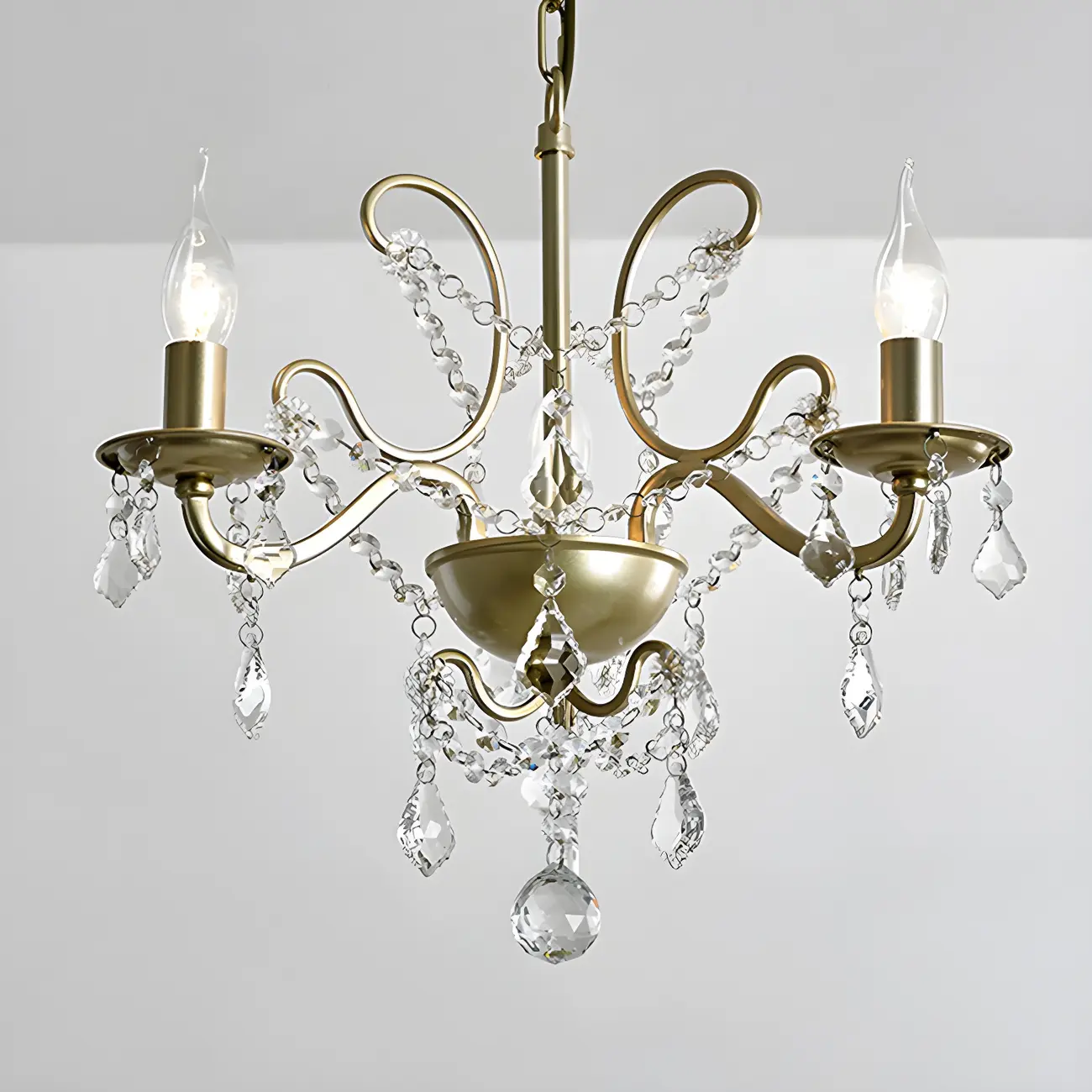 Gold Crystal Curved Metal Elegant Chandelier Light