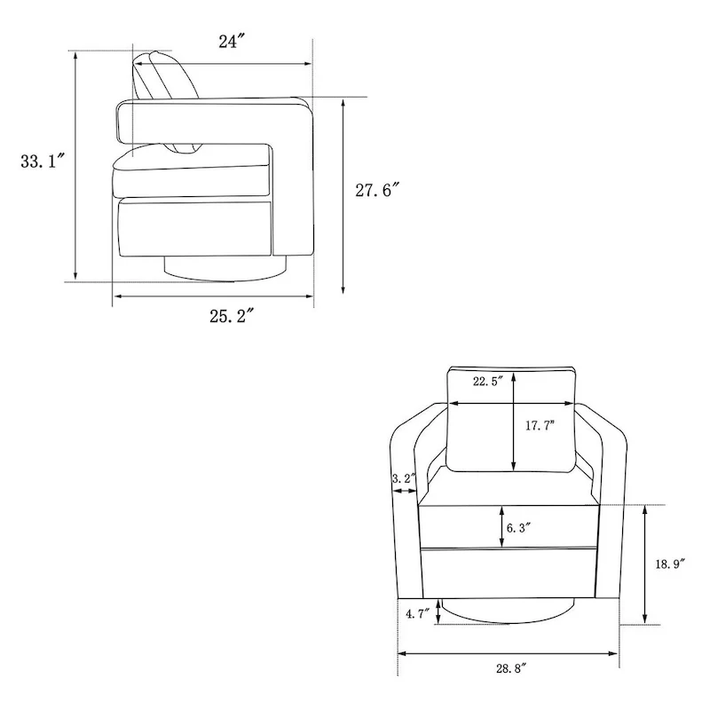 Modern Upholstered Swivel Accent Chair with Hollow-back & Golden Base
