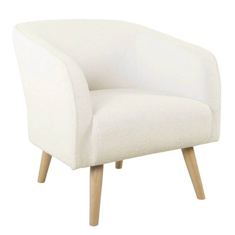 HomePop Sherpa Accent Chair with Wood Legs - Cream