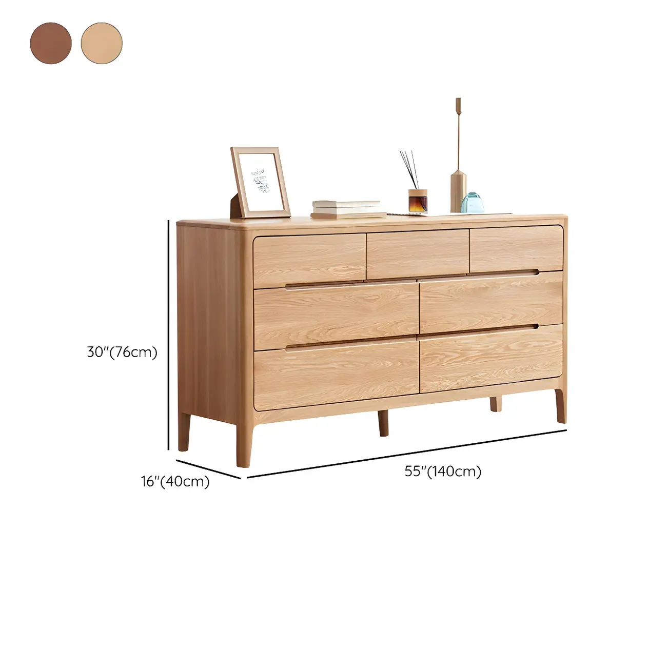 Traditional Natural Solid Wooden Double Dressers with Drawers