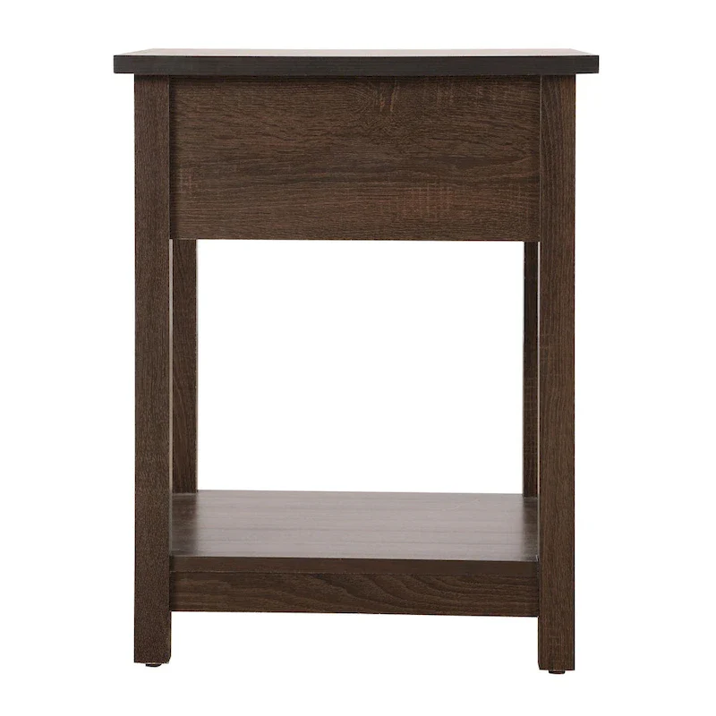 Wooden Nightstand with Drawer and Shelf