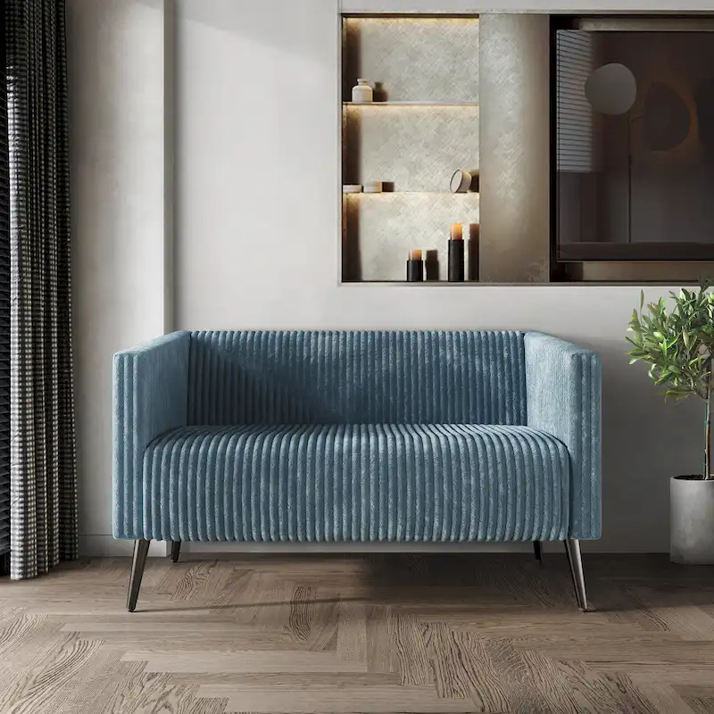 Corduroy Modern and Glamorous Velvet Upholstered Loveseat