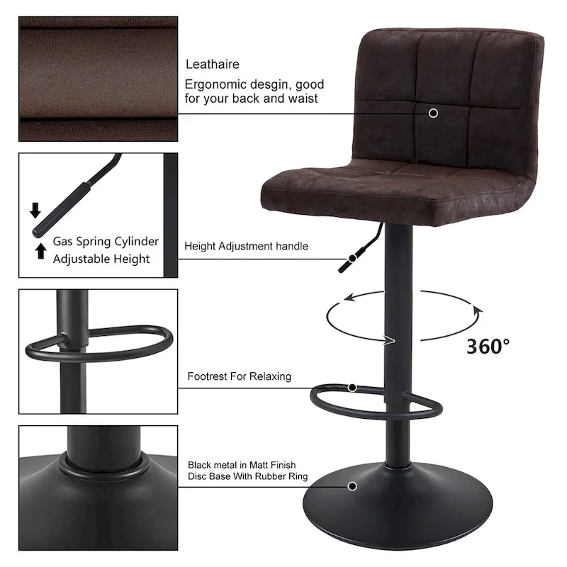 Swivel Adjustable Height with Armless Bar Stools