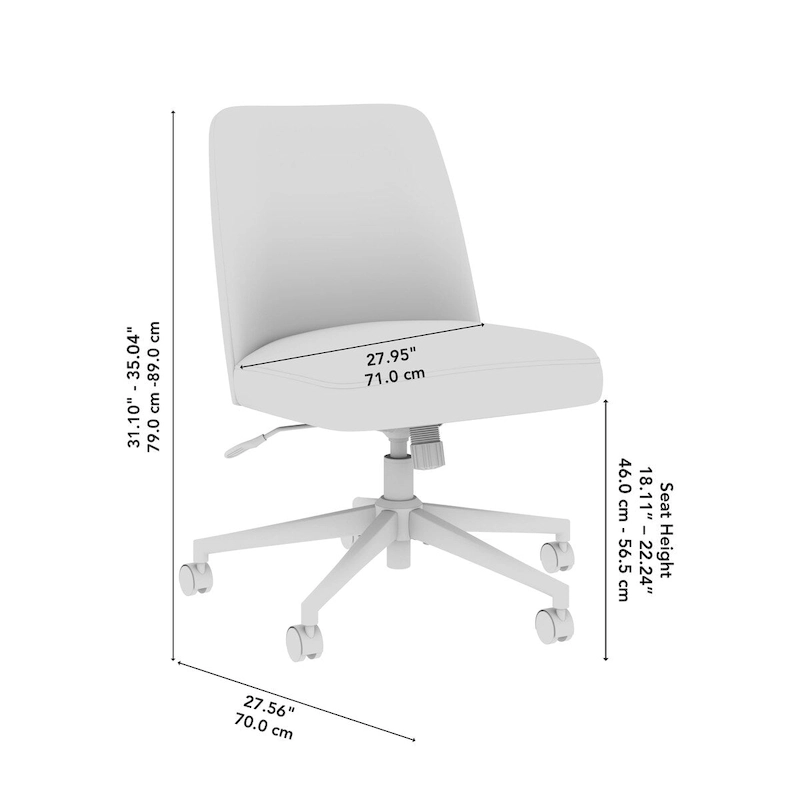 Bush Furniture Serenity Mid Back Armless Office Chair with Wheels