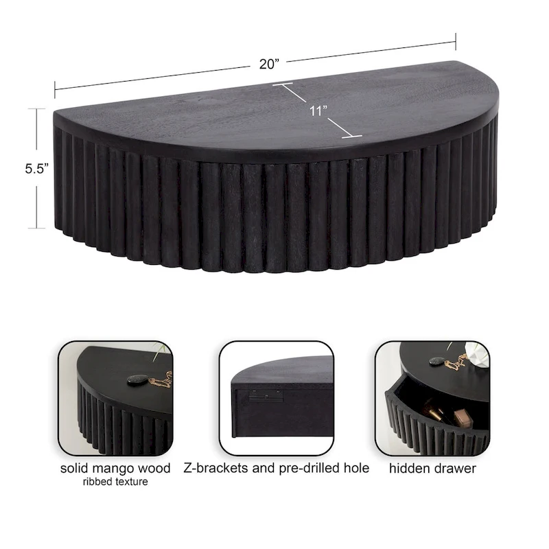 Kate and Laurel Reid Ribbed Floating Side Table