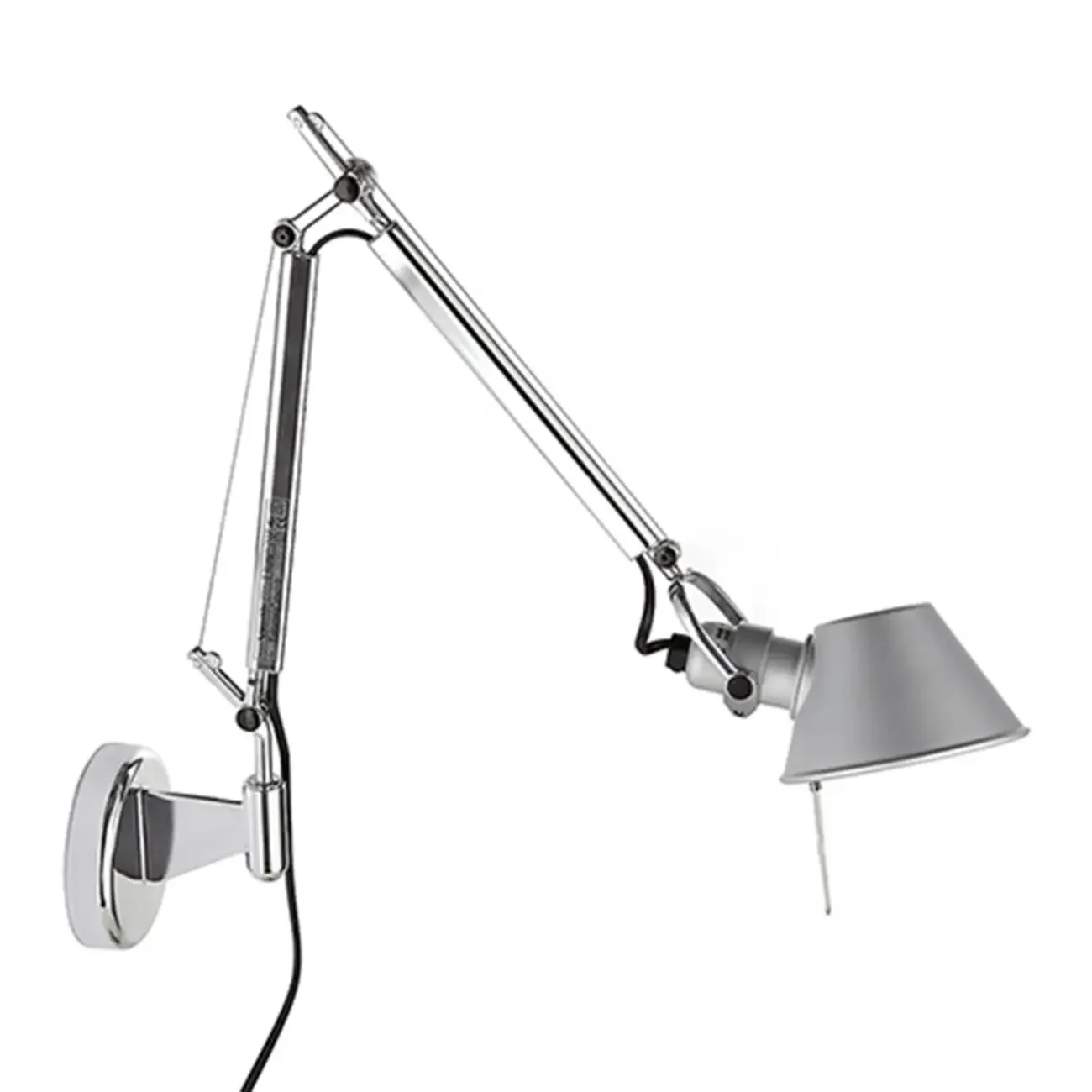 Industrial Silver Aluminum Adjustable Swing Arm Wall Light