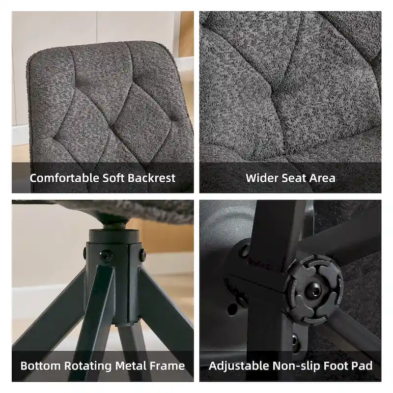 XINMICS Swivel Dining Chairs, Boucle Upholstered Accent Chairs Living Room Chairs Desk Office Arm Chair