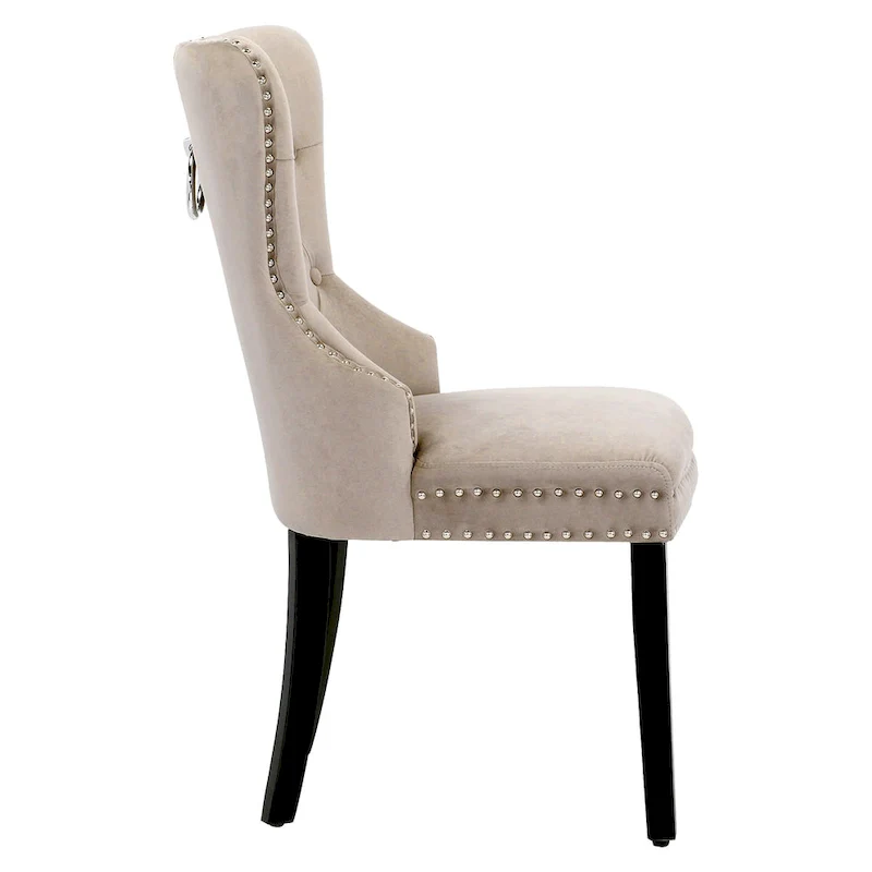 Grandview Tufted Wingback Dining Chair (Set of 4) with Nailhead and Ring Pulls