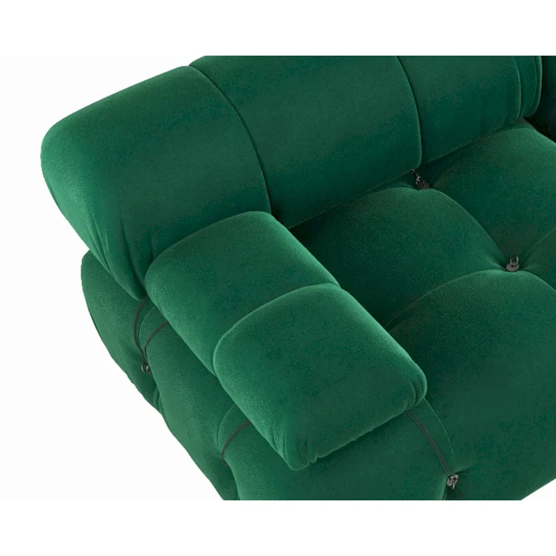 Velvet Sectional Sofa Reversible Modular Couch, Green