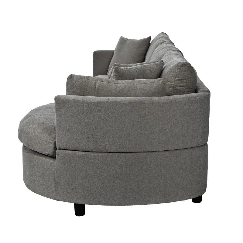 Modern Cushioned Combination Sofas with 3 Pillows and Curved Seat