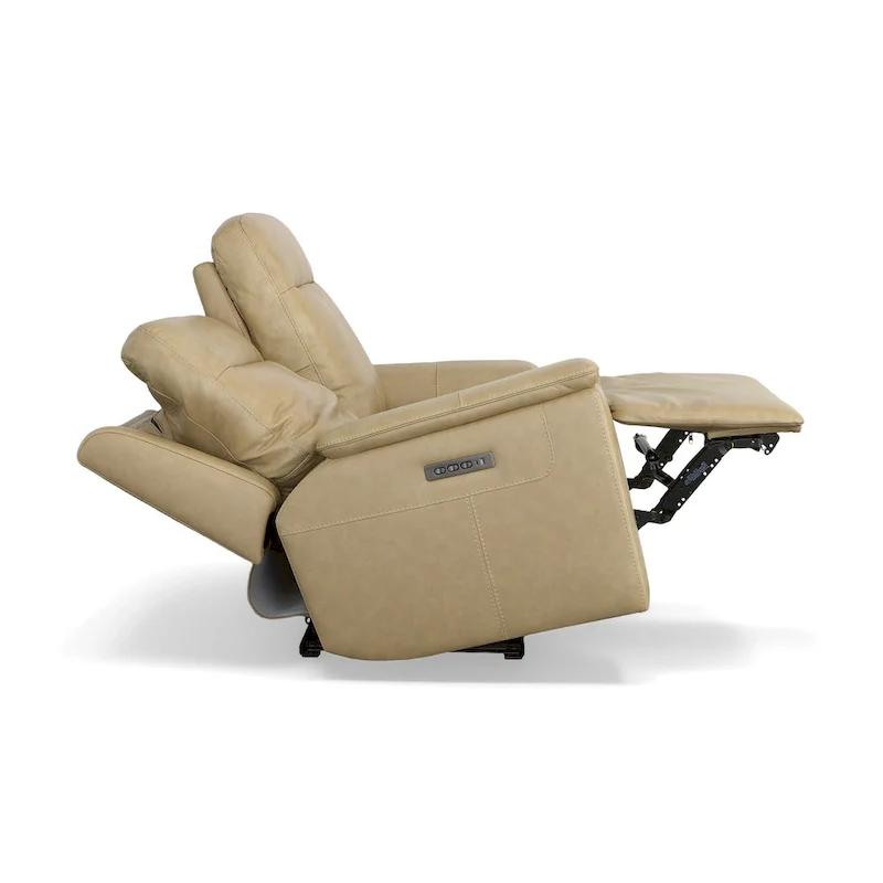 Dark Brown & Tan, Power Reclining Loveseat, Top Grain Leather, 2-Seat