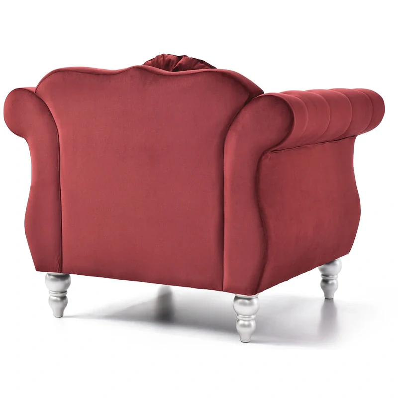 Green / Gray / Navy / Pink / Black / Burgundy / Ivory Velvet Club Chair with Nailhead Trim – Single