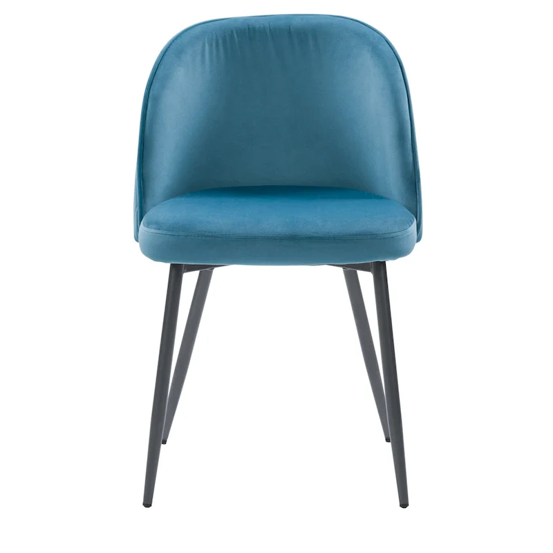 Blue / Teal / Beige Velvet Upholstered Dining Chair – Single Seat