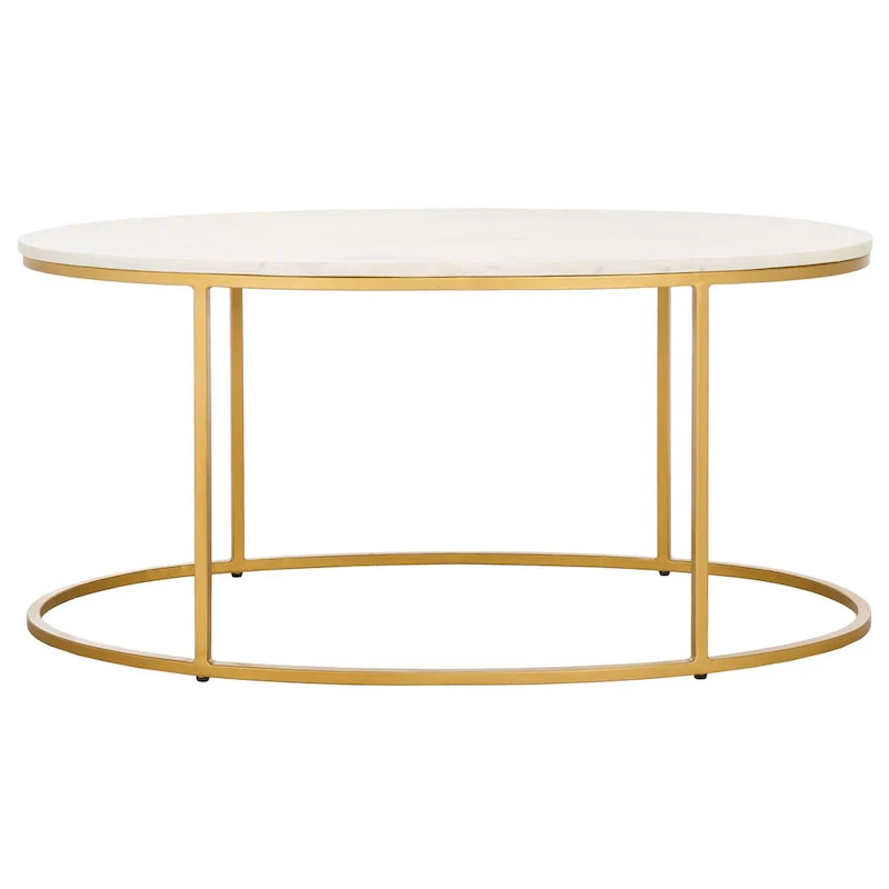 White Marble Top Round Coffee Table with Gold Metal Frame