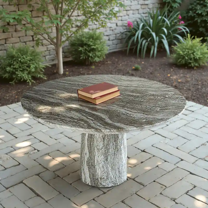 Grover Outdoor Stone Dining Table in Gray