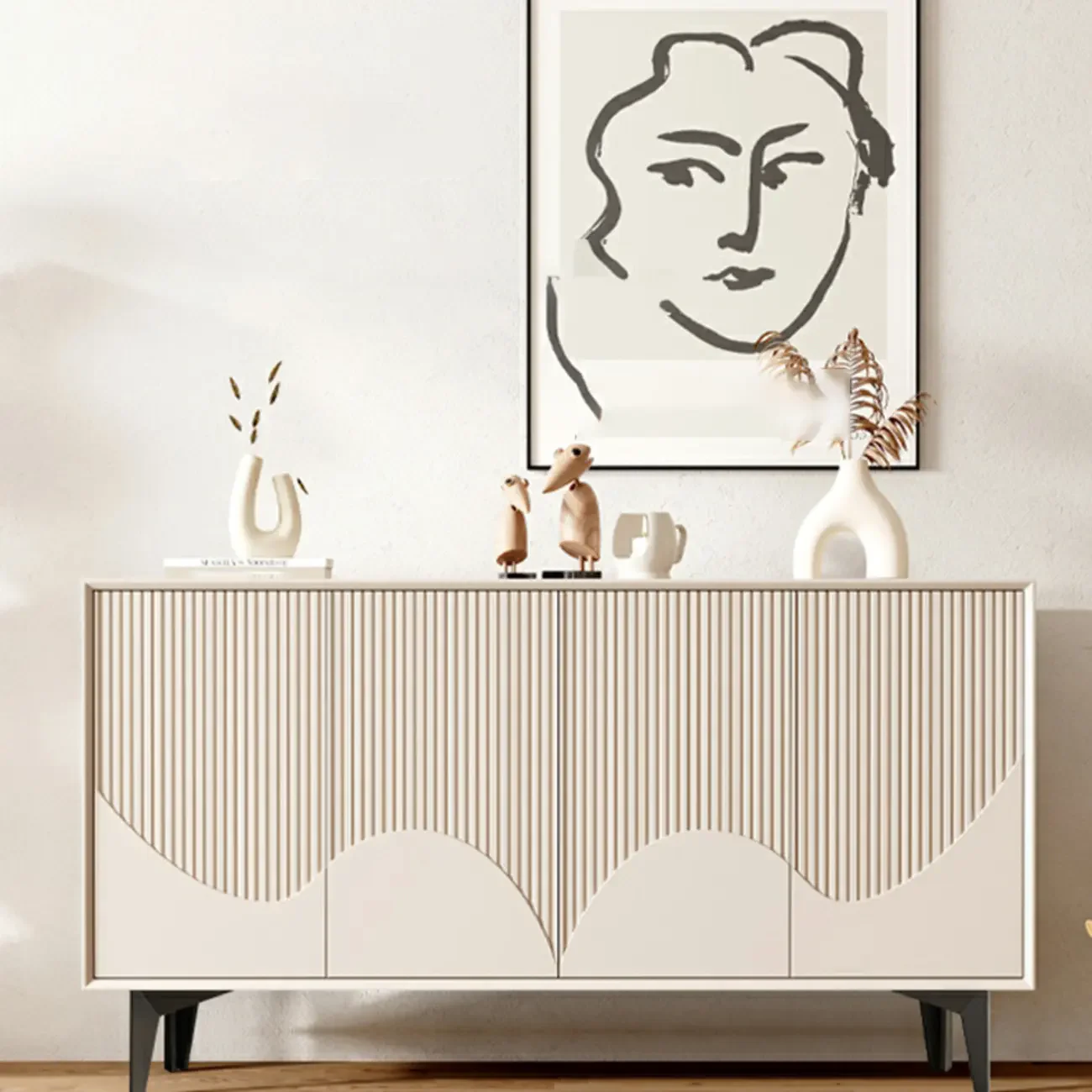 Hallway White Wood Shoe Cabinet with Slate