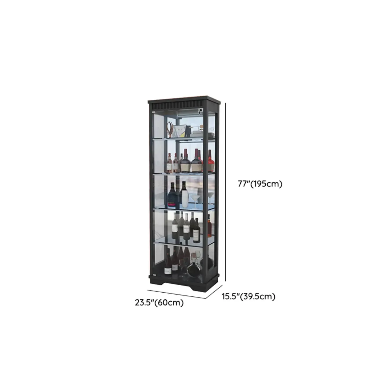 Modern Natural Wood Wine Rack with Glass Shelf