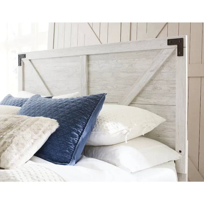 Signature Design by Ashley Shawburn Whitewashed Crossbuck Panel Headboard