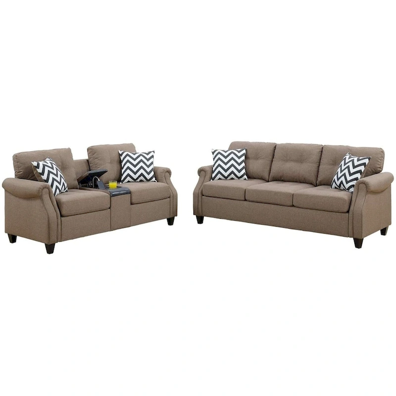 2 Piece Sofa Set With Accent Pillows