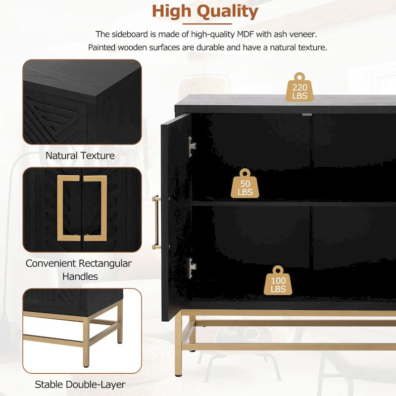 Sideboard Buffet Cabinet with Adjustable Shelves