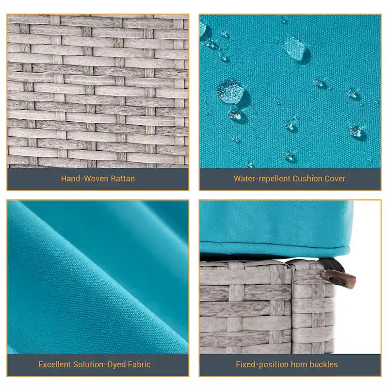 LIVOOSUN Patio Chair Rattan Single Lounge Water-Repellent Cushion