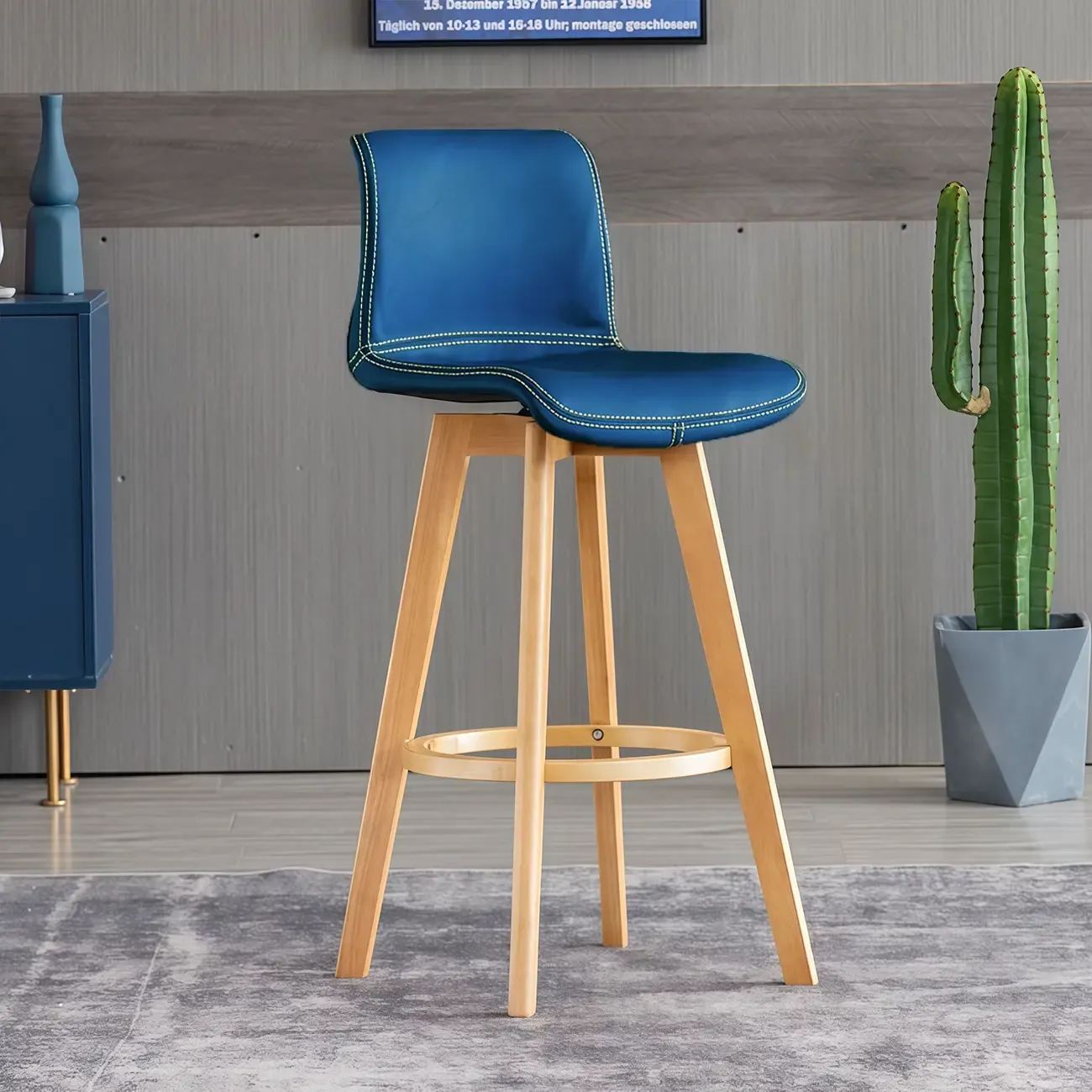 Saddle Leather Counter Height Low Back Swivel Bar Stools