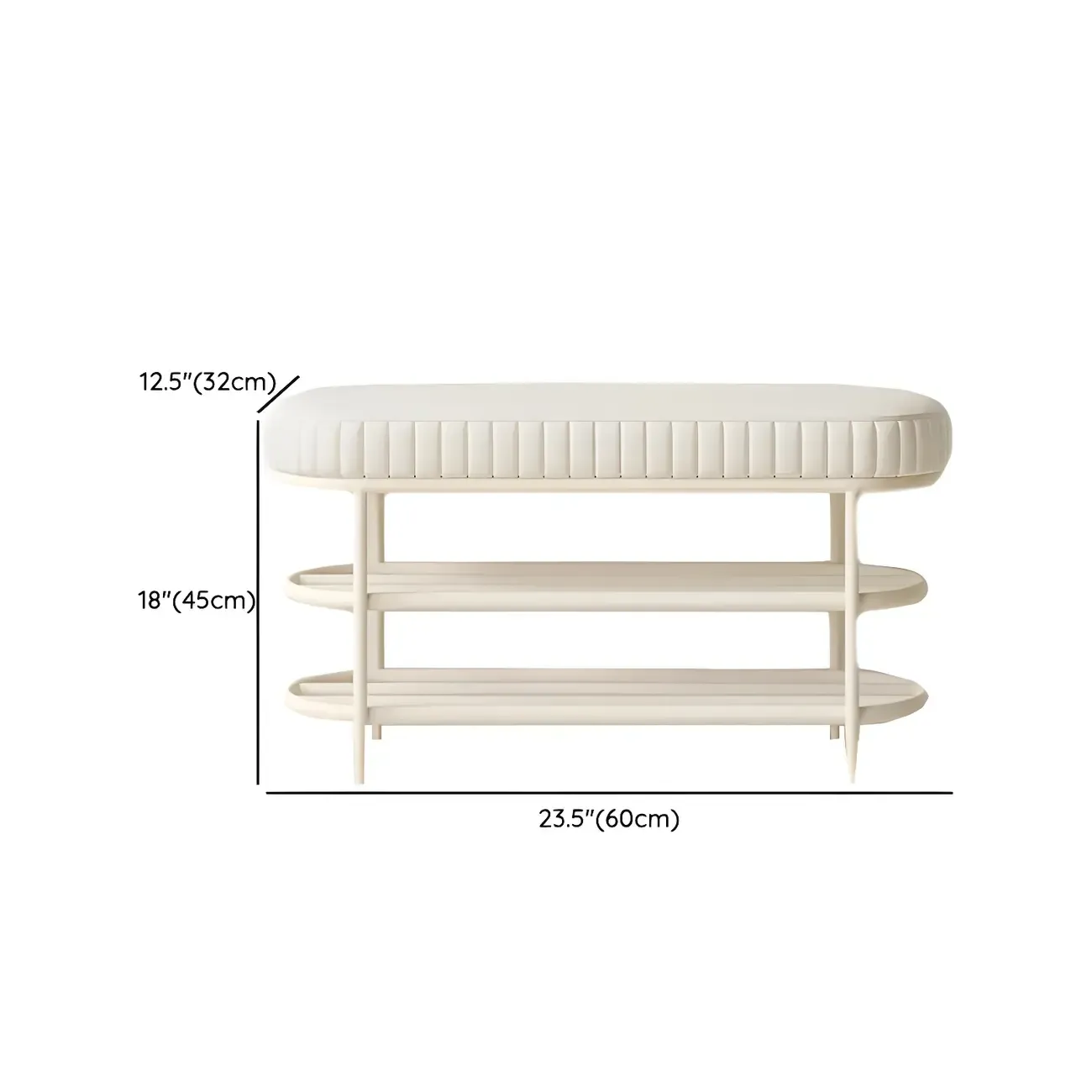 Elegant Oval Metal Cushioned Shoe Rack Bench