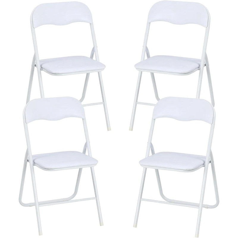 4 Folding Chairs with Cushion, with Non-Slip Feet Pads