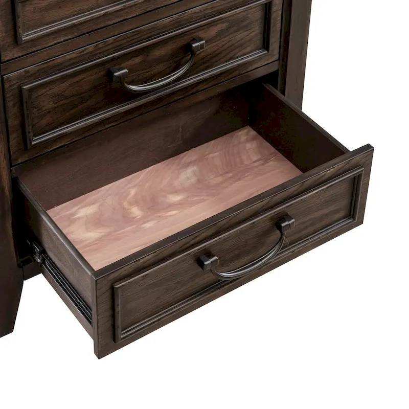 Saddle Brown Wood 3-Drawer Nightstand with Charging Station