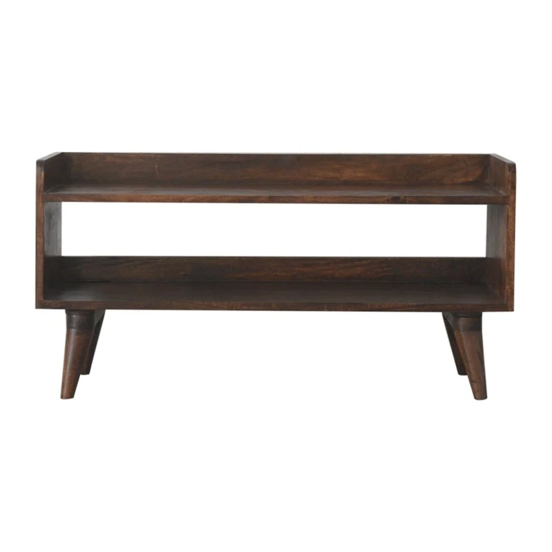 Walnut Nordic Shoe Storage Bench, Single-Seat