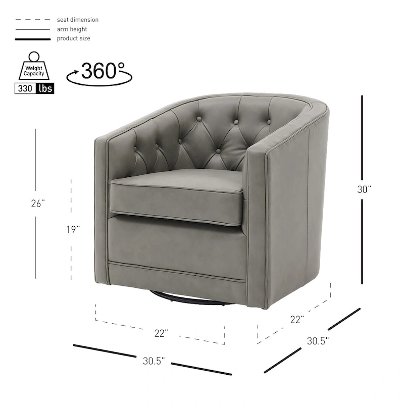 Walsh Top Grain Leather Swivel Chair