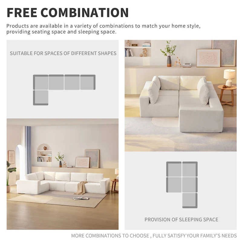 147 Modular Sectional Sofa,L Shaped Wide Seat Couch,Free Combination