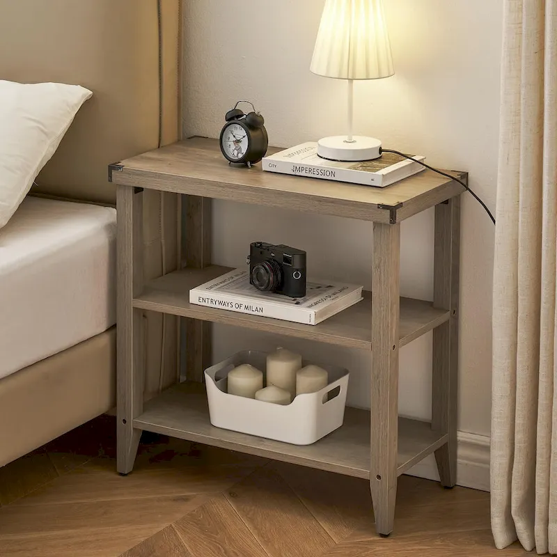 Farmhouse 3-Tier Rustic End Table