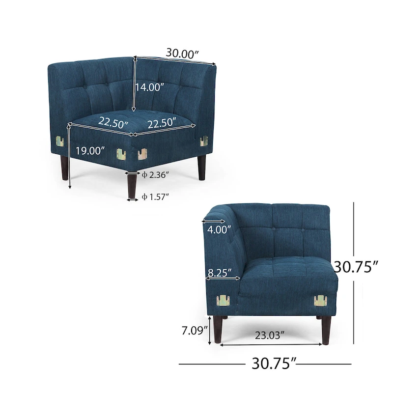 Clermont Mid-century Tufted Sectional Sofa by Christopher Knight Home - 114.00  L x 114.00  W x 30.75  H