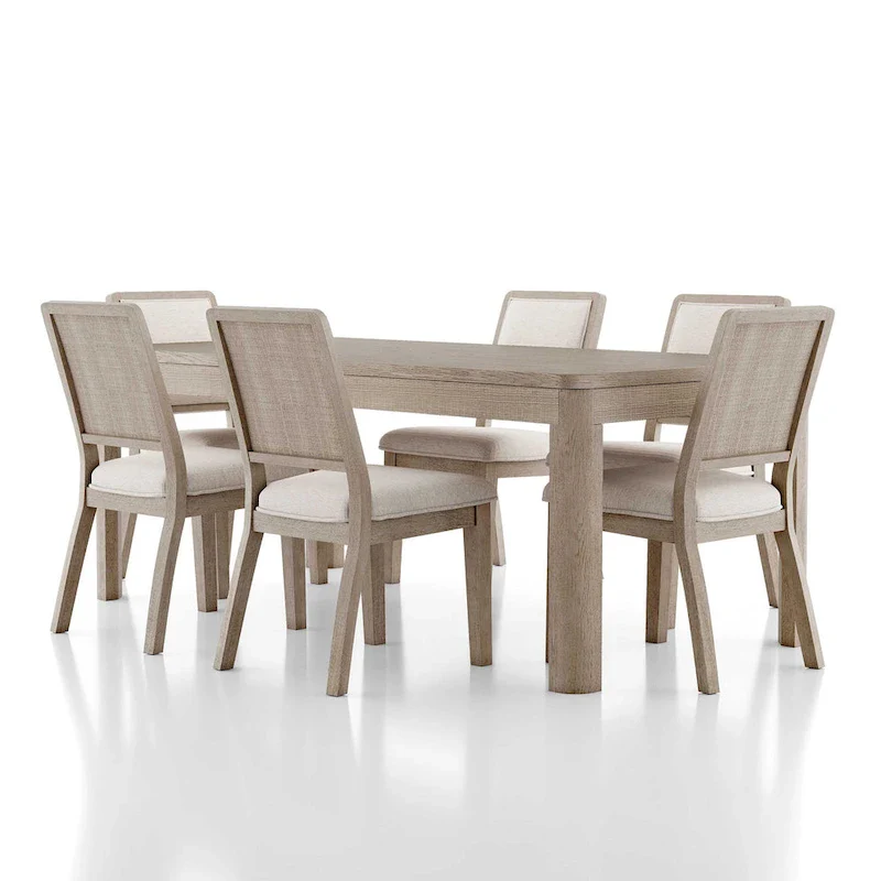 Furniture of America Billet Modern 7-Piece Natural Oak Wood Dining Set