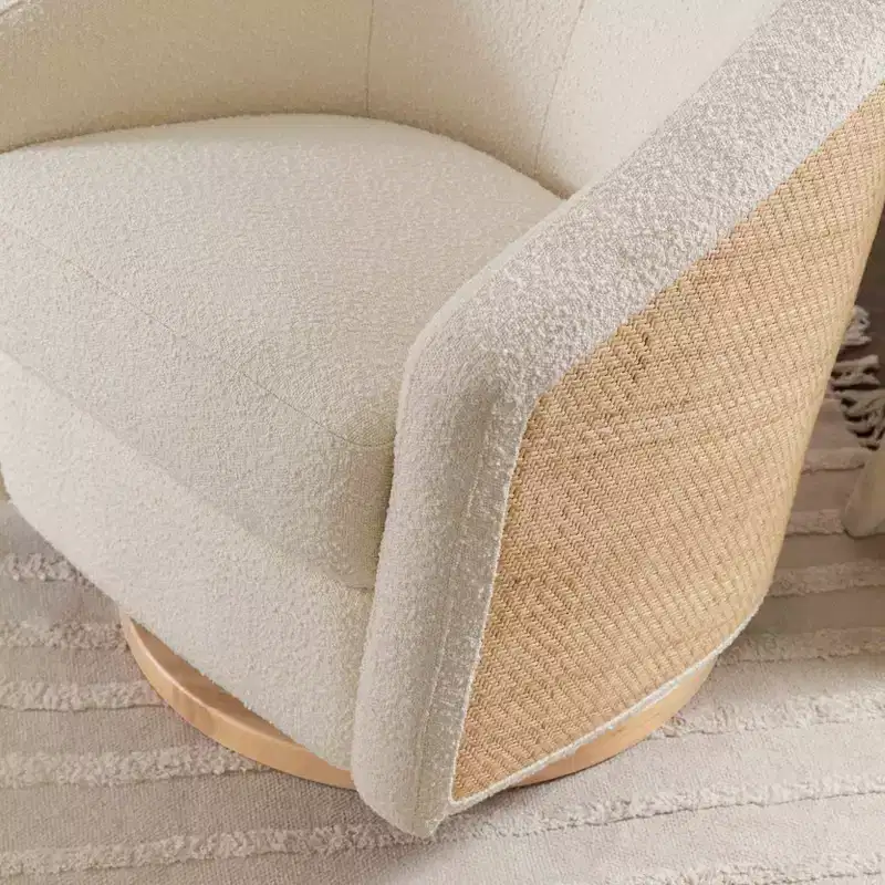 Swivel Glider Chair with 360° Rotation, Upholstered Seat, 30.5