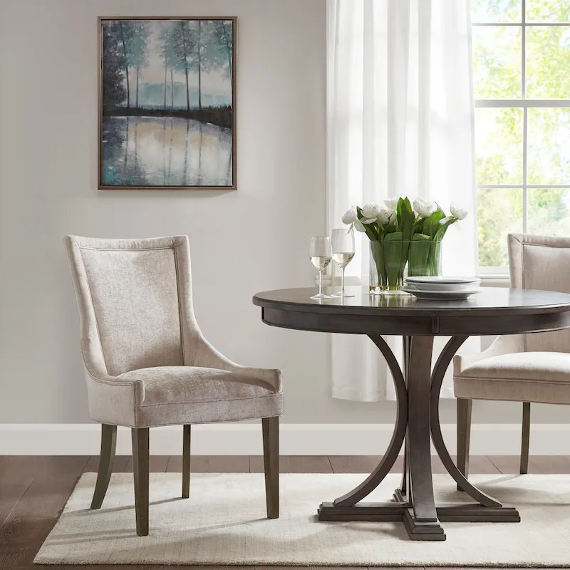 Ultra Upholstered Dining Side Chairs With Wood Legs