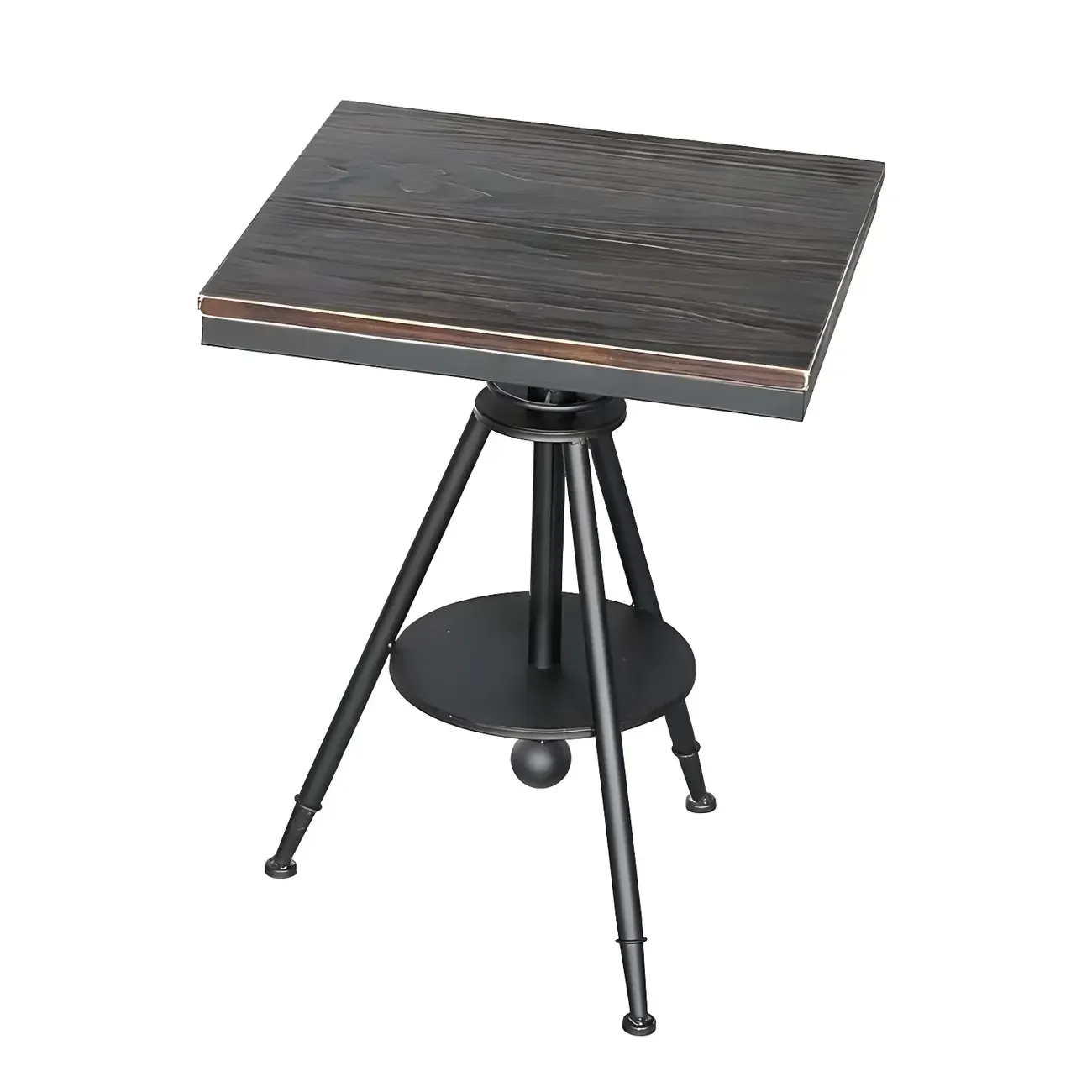 Industrial Adjustable Height Small Bar Table Wood Table Top